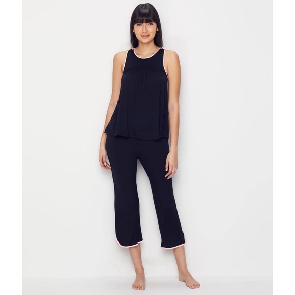 Kate Spade Satin Bow Modal Jersey Cropped Pajama Set - Picture 1 of 12